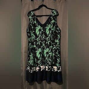 Floral Sleeveless Dress - Green and Blue